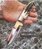 8" inches HAND FORGED Full Tang D2 Steel Skinning Knife + leather sheath - ZB Knives Store