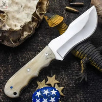 9.25" Inches HAND FORGED Full Tang J2 Steel Hunting knife + Leather Sheath - ZB Knives Store