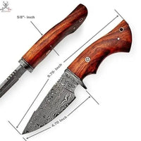 9.70"inches HAND FORGED Fixed Blade Damascus Steel Hunting Knife + Leather Sheath - ZB Knives Store