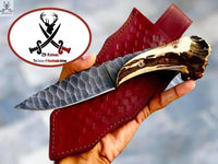 Full Tang Custom Handmade Stone Texture Hand Forged 1095 Steel Vintage Viking Knife - ZB Knives Store