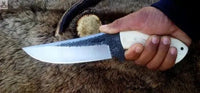 9" Inches HAND FORGED 1095 High Carbon Steel Hunting knife+ Leather sheath - ZB Knives Store