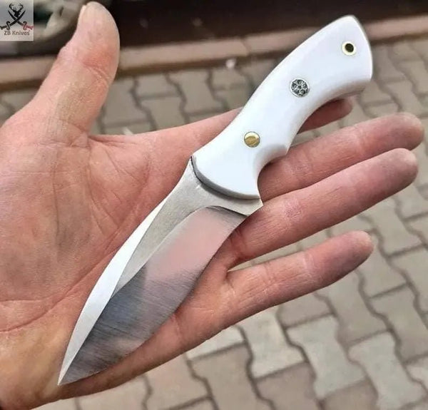 9" Inches HAND FORGED D2 Steel Hunting knife + Leather Sheath - ZB Knives Store