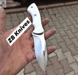 9" Inches HAND FORGED D2 Steel Hunting knife + Leather Sheath - ZB Knives Store