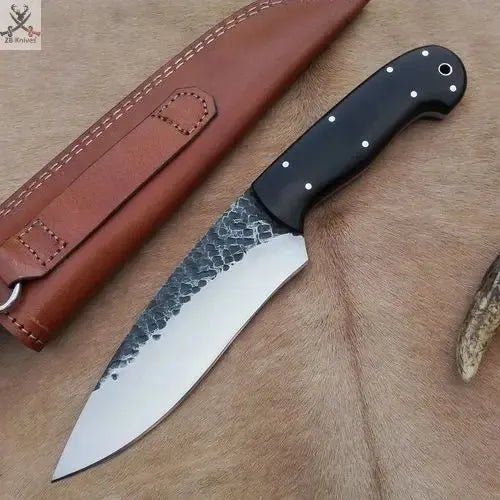 9" Inches HAND FORGED Full Tang 1095 High Carbon Steel Hunting Knife+ Leather sheath - ZB Knives Store