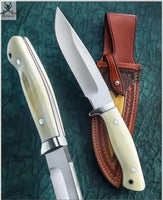 9" Inches HAND FORGED Full Tang 440c Steel Hunting Knife + Leather Sheath - ZB Knives Store