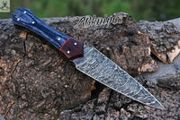 9" Inches HAND FORGED Full Tang Damascus Steel Dagger Knife+ Leather Sheath - ZB Knives Store