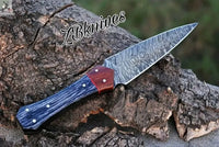 9" Inches HAND FORGED Full Tang Damascus Steel Dagger Knife+ Leather Sheath - ZB Knives Store