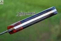 9" Inches HAND FORGED Full Tang Damascus Steel Dagger Knife+ Leather Sheath - ZB Knives Store