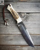9"inches HAND FORGED Full Tang 1095 High Carbon Steel Hunting knife + Leather Sheath - ZB Knives Store