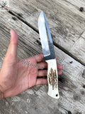 9"inches HAND FORGED Full Tang 1095 High Carbon Steel Hunting knife + Leather Sheath - ZB Knives Store