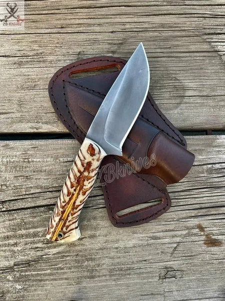 9"inches HAND FORGED Full Tang High Carbon Steel Hunting knives + Leather Sheath - ZB Knives Store