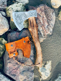 Battle AXE - Ash Wood Handle, Engraved High Carbon Forged Steel Head - ZB Knives Store