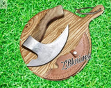 Beautiful Custom HAND FORGED High Carbon Steel Pizza Cutter+ leather sheath - ZB Knives Store