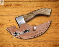Beautiful Custom HAND FORGED High Carbon Steel Pizza Cutter+ leather sheath - ZB Knives Store