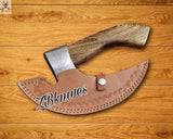 Beautiful Custom HAND FORGED High Carbon Steel Pizza Cutter+ leather sheath - ZB Knives Store