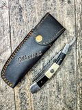 Beautiful HAND FORGED Damascus Steel Straight Razor knife + leather sheath - ZB Knives Store