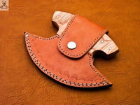 Beautiful HAND FORGED Full Tang Damascus Steel ULU Knife+ Leather sheath - ZB Knives Store