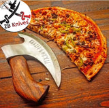 HAND FORGED High Carbon Steel Pizza 🍕 Cutter+ leather sheath 😍🎁 - ZB Knives Store