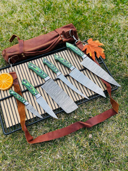Best Camping knife Set - 6-Piece , G10 Handles With Leather Kit