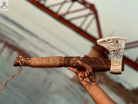 Best AXE - Engraved Forged Steel Head, Ash Wood Handle with rope Wrap - ZB Knives Store
