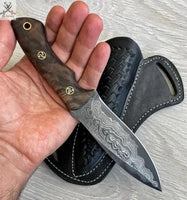 Best Walnut Handle Hunting Knife - 9" Hand-Forged Damascus Steel Blade