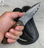 Best Walnut Handle Hunting Knife - 9" Hand - Forged Damascus Steel Blade - ZB Knives Store