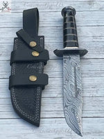 Black Beauty Damascus Bowie Knife - ZB Knives Store