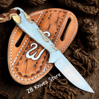 Buckaroo Belt Knife – 6.25" D2 Blade with Epoxy Resin Handle & Leather Sheath - ZB Knives Store