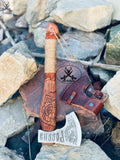 Bushcraft AXE - Engraved High Carbon Forged Steel Head, Wood Handle with rope Wrap - ZB Knives Store