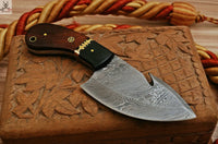 CUSTOM HANDMADE DAMASCUS GUTHOOK HUNTING KNIFE Handle Material: Bull Horn / Rose Wood / Brass / Brass Pins ZB Knives Store
