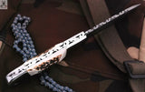 Custom Damascus Skinning Knife – Buffalo Horn Grip & Deer cutting Blade - ZB Knives Store