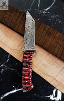 8.5'' Forged Damascus Camper Knife | Full Tang Skinning Blade - ZB Knives Store