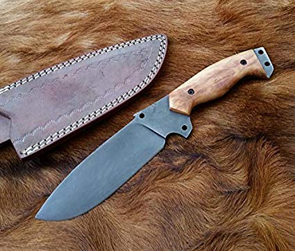 Handcrafted Camping Knife - Olive Wood Handle With Belt Sheath