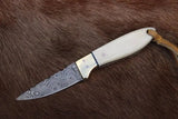 Damascus Steel Cowboy Knife with Camel Bone Handle – Best Buckaroo Blade - ZB Knives Store