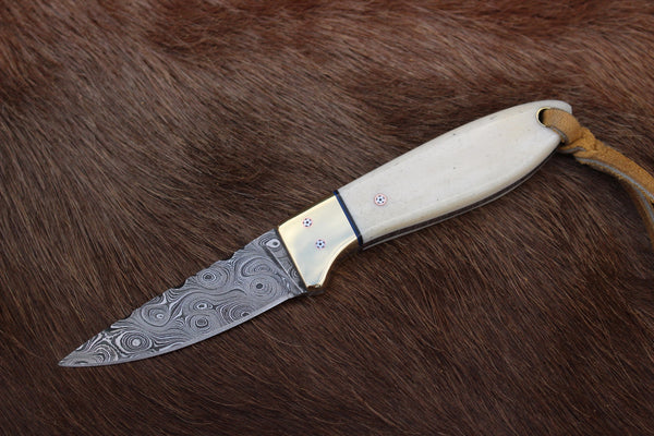 Cowboy Buckaroo Knife Damascus Steel Blade 