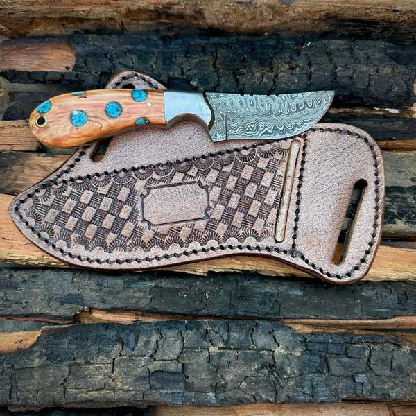Handmade Cowboy Carry Knife With Western Leather Sheath