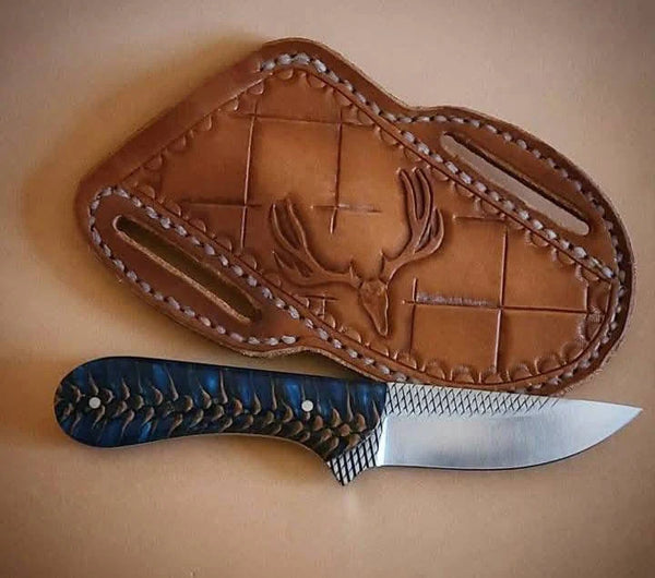 Handmade Cowboy Knife – Durable Rasp Steel Blade & Leather Belt Sheath