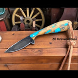 Cowboy Knife for Ranchers – High Carbon Steel Blade & Olivewood, Epoxy Handle - ZB Knives Store