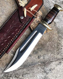 Crocodile Dundee Knife – 16" 440C Steel Blade with Buffalo Horn Handle, Brass Guard & Sheath - ZB Knives Store