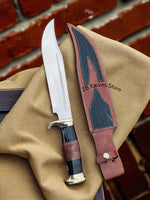Crocodile Dundee Knife – 18" 440c Steel Blade with Buffalo Horn Handle, Brass Guard & Sheath - ZB Knives Store