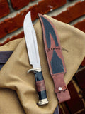 Crocodile Dundee Knife – 18" 440c Steel Blade with Buffalo Horn Handle, Brass Guard & Sheath - ZB Knives Store
