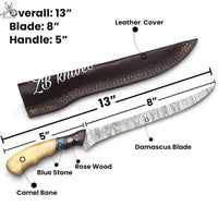 Custom Made Damascus steel Fillet Fishing Knife - ZB Knives Store