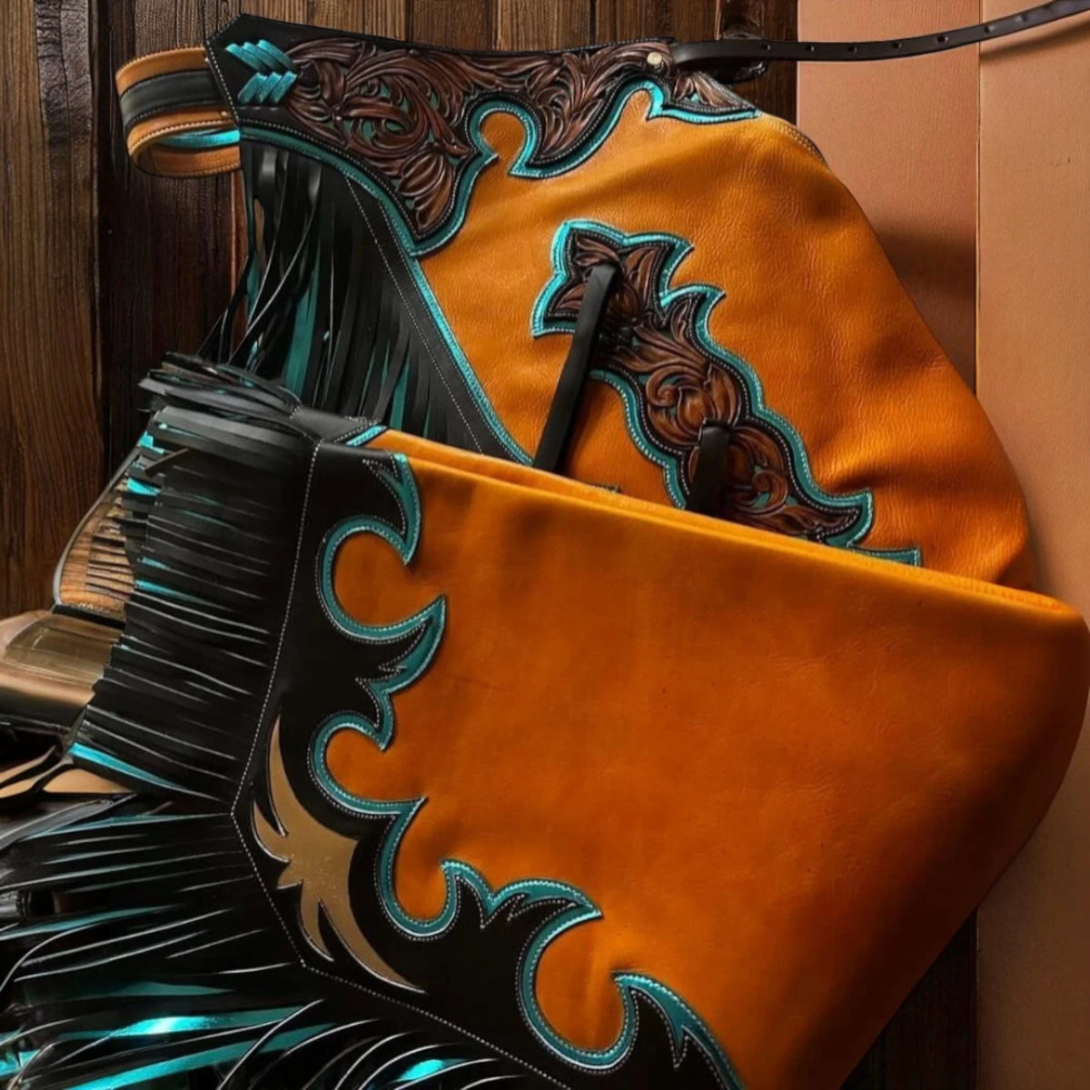 Custom Hand-Tooled Leather Chaps – Durable Western & Bull Riding Chaps ...