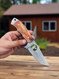 The Artisan's Custom Skinning Knife - 7.75" Damascus Steel + Premium Leather Sheath - ZB Knives Store