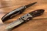Damascus Pocket Knife – Razor-Sharp EDC Folding Knife with Leather Sheath & Belt Clip