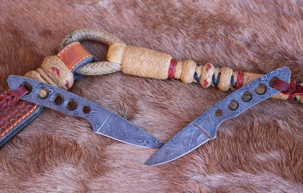 Damascus Vaquero & Cowboy Knife Set – Includes Sheaths
