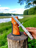 Damascus Steel Swing Guard Pocket Knife / Switch Blade Pocket Knife & Durable Camel Bone Handle - ZB Knives Store