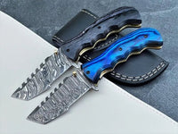 Tactical Defender Folding Pocket Knife – 8" Custom Handmade Damascus Steel Blade with Exotic Pakka Wood Handle - ZB Knives Store