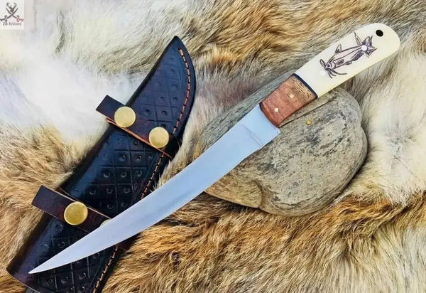 Fillet-Boning Knife 440c blade also fixable and handle made in wood or camel bone  - ZB Knives Store
