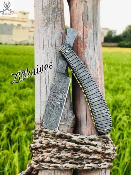 HAND FORGED Damascus Steel Straight Razor + leather Pouch - ZB Knives Store